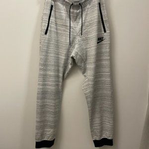 NIKE MEN'S JOGGERS, LARGE, GRAY & WHITE HEATHER, BANDED BOTTOMS